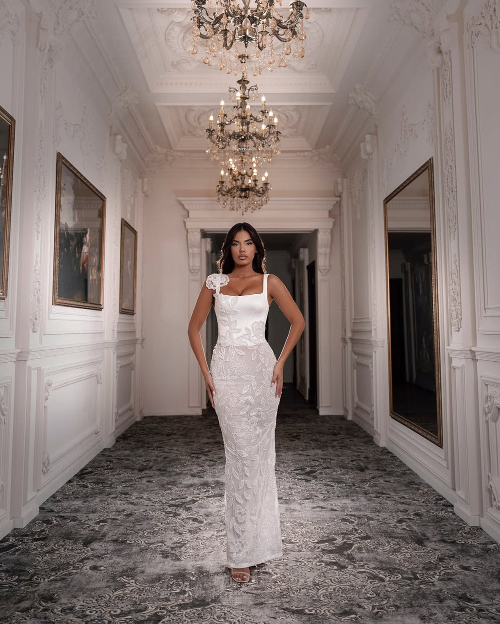 White Floral Appliqué