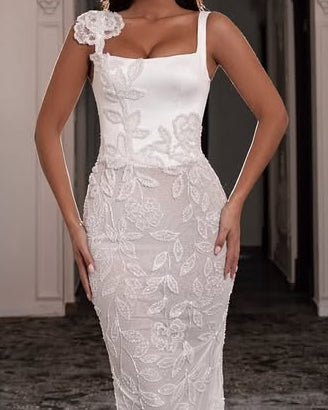 White Floral Appliqué