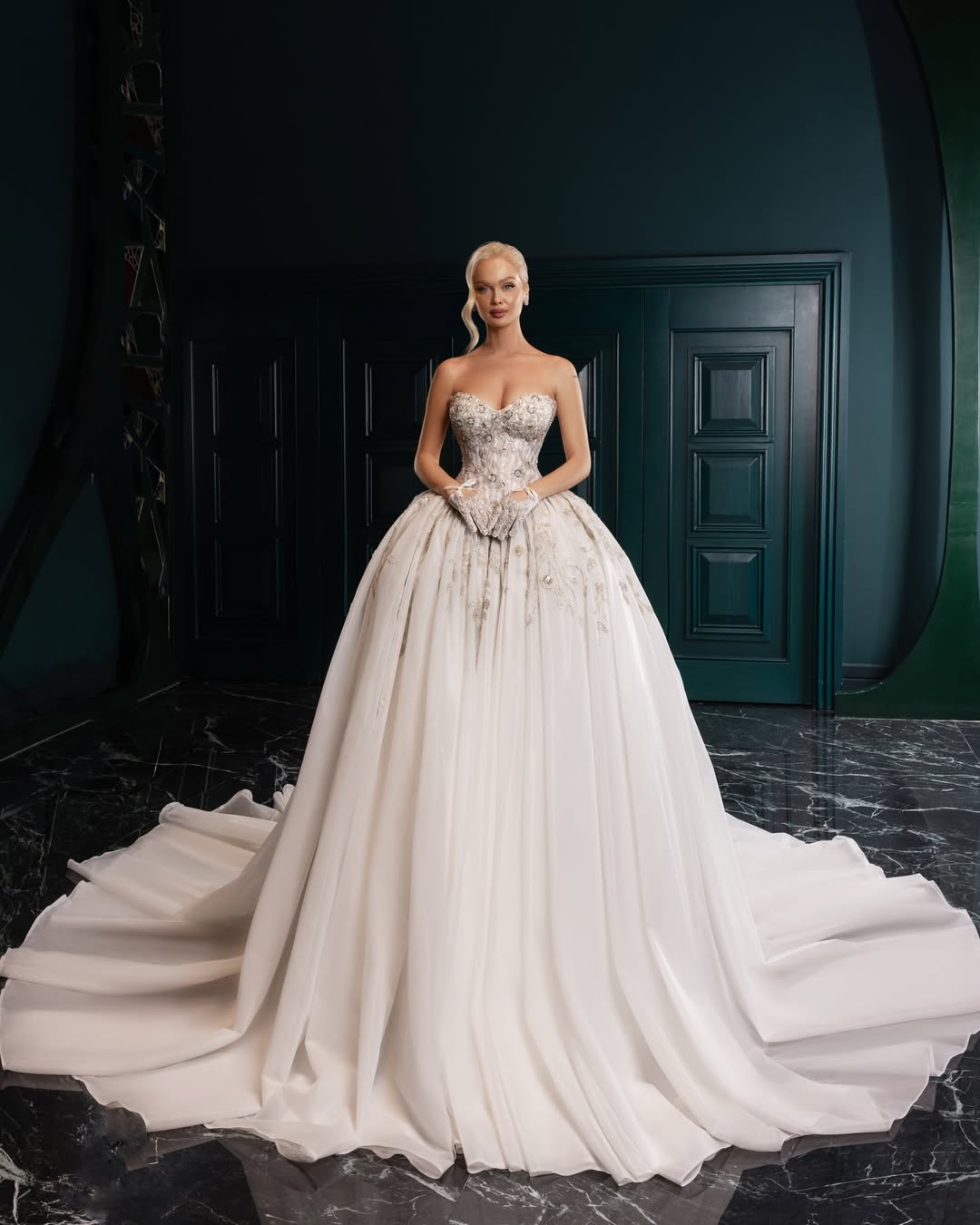 metallic wedding dress LaDivine CD253W Long Bridal Gown Glitter Make your wedding day unforgettable in the Juliet JT2482SW bridal gown Juliet JT2482SW A Line Long
